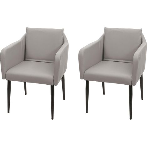 2x chaise de salle à manger HHG-734, chaise de cuisine chaise longue, similicuir taupe (1/5)