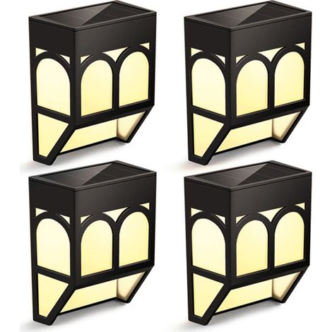 appliques solaires murales – LED – Étanche IP55 – Résistantes à la chaleur et au gel – Conviennent pour terrasse et mur extérieur (1/4)