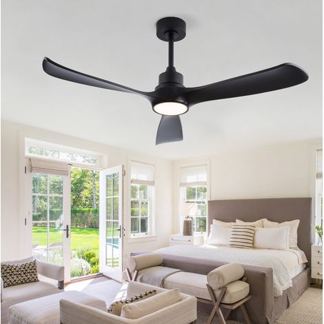 Ventilatore da soffitto con luce 52" nero, telecomando, motore DC reversibile DESVIAE (1/5)