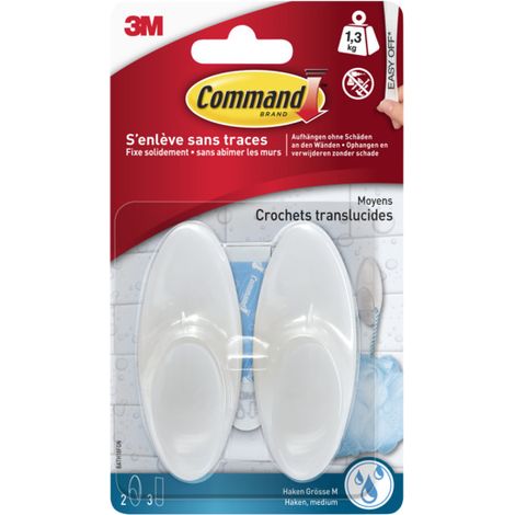 COMMAND 3M CROCHET POUR SALLE DE BAIN, PLASTIQUE, BLANC NOIR BATH18FGN (1/4)