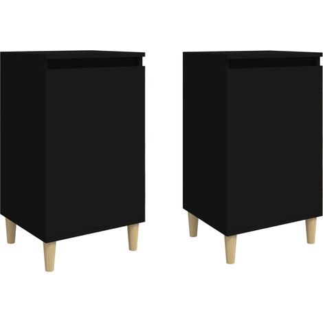 Tables de chevet 2 pcs  Cabinet de chevet  Table de nuit noir 40x35x70 cm bois d'ingénierie (1/5)