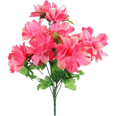 Bouquet décoratif de dahlias roses artificiels - 7 pièces, 60 cm