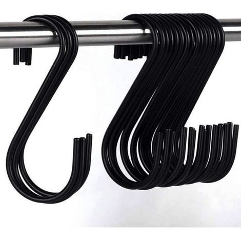 20 Pcs Crochets En S En Acier Inoxydable Crochet En Forme De S Crochets En Métal Crochets Pour Cuisine Salle De Bain Chambre (Noir (1/4)