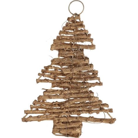 Albero di Natale in rattan, ciondolo dorato, 22 cm (1/3)