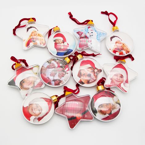 Boule de Noël Transparente Étoile à Photos - Décoration Rond pour Sapin de Noël (1/5)