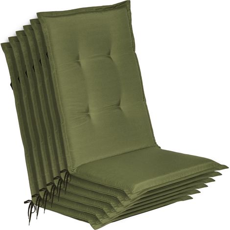 Lot de 6 coussins d'assise pour chaises de jardin Loft HL vert olive, 120 x 50 x 6 cm (1/5)