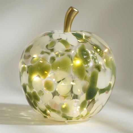 Lampe à Poser Led Pomme verte verre 22x22x24cm (1/2)