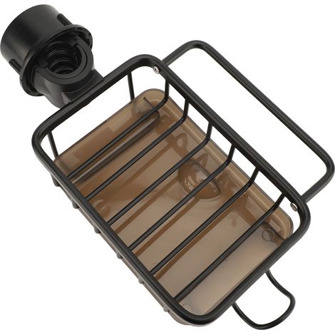 Organisateur de robinet pour évier cuisine en aluminium épais réglable multifonction porte-éponge avec tige de suspension crochet et bac égouttoir gauche noir (1/5)