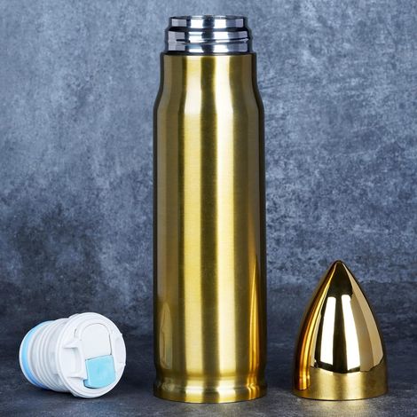 Grogife Trinkflasche Edelstahl 500ml Gold für Männer Lustige Jägermeister (1/5)