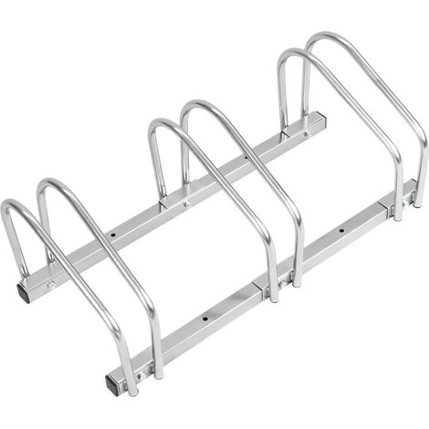 PrimeMatik - Râtelier 3 vélos Système range-vélo support pour bicyclette en acier Fixation sol ou mur (1/5)