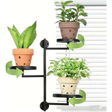 Fenêtre Pivotante Étagères à plantes en métal Porte-fleurs, 3 étages Noir Étagère à fleurs Porte-plantes Escalier à fleurs pour coin de pièce Salon Balcon Terrasse Cour (1/5)