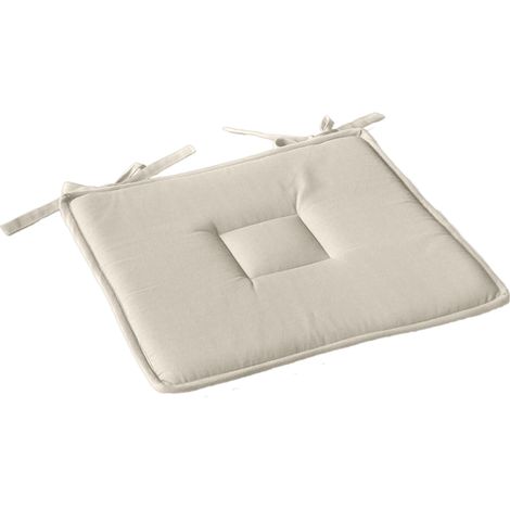 Galette plate unie avec passepoil et nouettes Ecru 40x40 cm