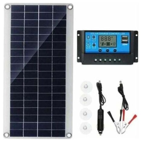 Panneau solaire 30W 12V, Kit de panneau solaire, Kit de chargeur de batterie avec contrôleur de Charge solaire 20A, extérieur, jardin