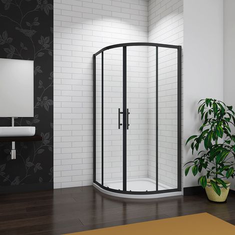 Matt black Frame 900x900x1850mm Equal Quadrant Shower Enclosure Cubicle