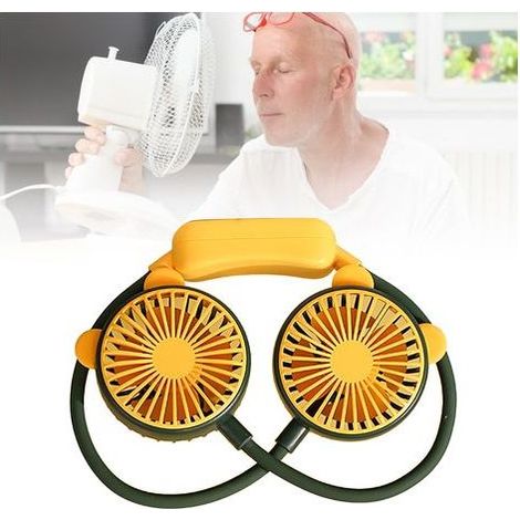 Tragbarer, flexibler und per USB aufladbarer Nackenventilator Mini-Hängeventilator für Büro und Reisen grün (1/4)
