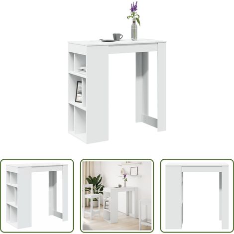 Bois d'ingénierie - Table de bar avec étagères blanc bois d'ingénierie (1/5)