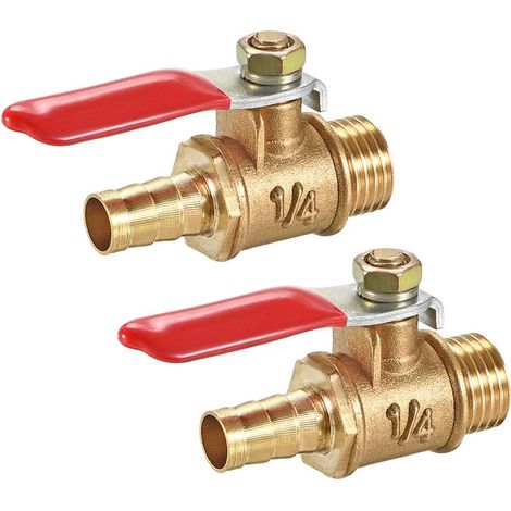 Due valvole di intercettazione pneumatiche a sfera in ottone, con filettatura esterna NPT da 1/4 di pollice e connettore per tubo flessibile da 5/16 di pollice. (1/3)