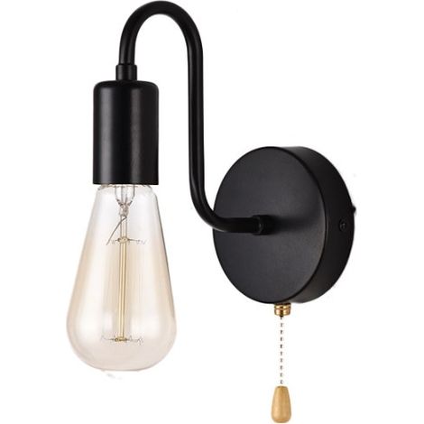 Applique Murale Vintage E27 Douille Standard Appliques Murale Interieur Industrielle RéTro MéTal Lampe Avec Interrupteur Pour Salon Chambre à Cou (1/5)