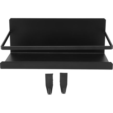 Étagère magnétique pour réfrigérateur à 1 niveau avec 3 accessoires, gain de place pour frigo et four à micro-ondes, couleur noire (1/5)