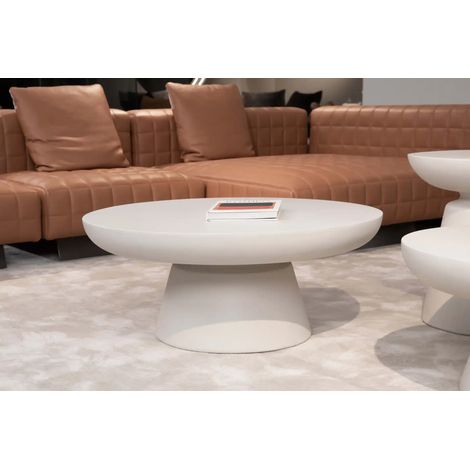 Table d’appoint en béton GFRC – Résistante aux intempéries – Dimensions 66 x 66 x 35.6 cm – Design moderne pour intérieur et extérieur – Elementi (1/4)