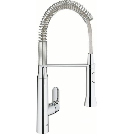 Grohe – Mitigeur de cuisine monocommande avec douchette pivotante 360° – Bec medium pour grands récipients – 31379000