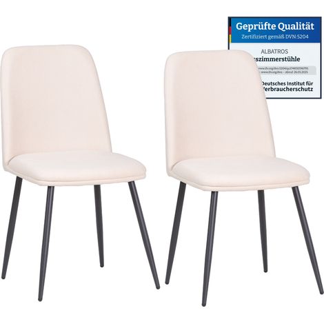 Albatros BONO Stoffstuhl Beige– 2er-Set Esszimmerstühle im modernen Retro-Design DEKRA-geprüft, pflegeleichter Stoffbezug (1/5)