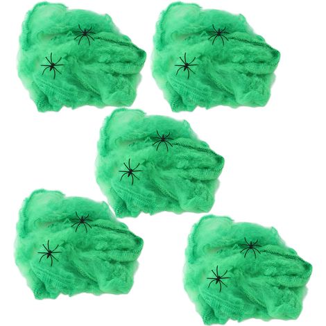 5pcs Spider Web Terrible Vivid Scalable Halloween Decorative Supplies for Indoor OutdoorGreen (1/5)
