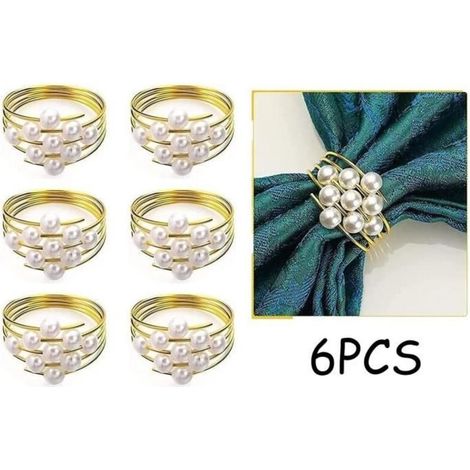 (Gold) Napkin Rings - Unspecified - Gold Metal - Set of 6 - Elegant Design - For Weddings and Parties (1/4)