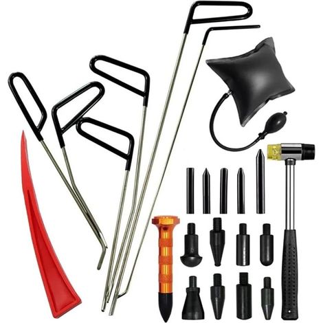 Kit Debosselage Sans Peinture,Kit Debosselage,Kit Débosselage Ventouse,23 pcs Kit de débosselage,Avec six crochets et percuteurs moulés, un petit marteau et une pompe à air,Pour le débosselage (1/5)