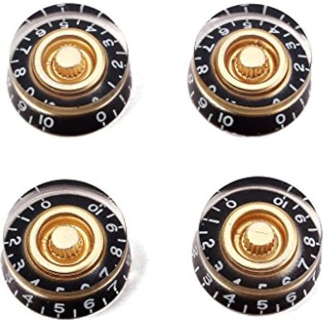 Lot de 4 boutons de commande pour guitare électrique Noir avec doré (1/5)