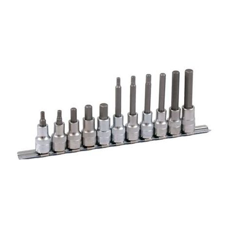 Projahn 1/2 Bit Stecknuss Satz auf Schiene 11-tlg. 6-kant, 60 + 100 mm (1/3)
