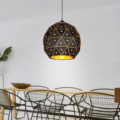 Hängelampe Hängeleuchte  Pendelleuchte Wohnzimmerlampe Esszimmerleuchte, K9 Kristalle schwarz Metall klar, E27, D 40 cm