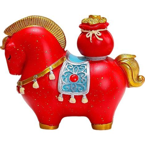 Figurine du zodiaque cheval mignon du-Sac porte-bonheur rouge (1/2)
