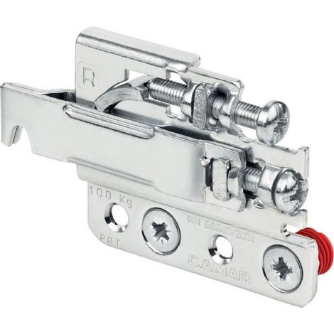 Support acier zingué extra plat – Fixation à enfoncer par tourillons Ø 10x10,5 mm – Charge max 850N – Réglage 3 directions – Camar (1/4)