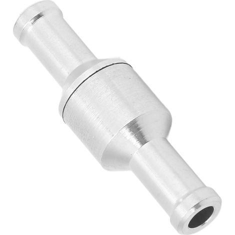 Clapet anti-retour non-ressort 1 voie en alliage d'aluminium argenté pour conduite de carburant, eau, huile, diesel, essence, 8mm/0.31in (1/5)