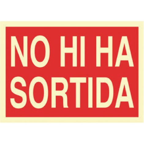 Señal luminiscente 297x210mm - no hi ha sortida, alta visibilidad y durabilidad.