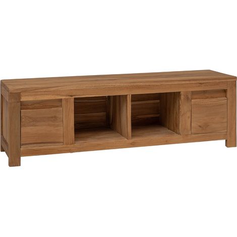 Meuble TV 110 x 30 x 35 cm Naturel Bois de teck massif vidaXL (1/5)