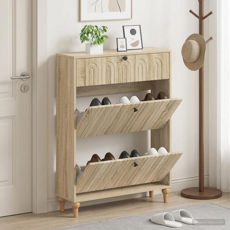 vidaXL Shoe Cabinet ALKMAAR 78 x 24 x 103 cm Engineered Wood (1/5)