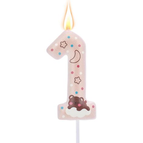 Bougie d'Anniversaire Thème Ours en Peluche, Décoration de Gâteau d'Anniversaire en Forme de Chiffre pour Garçons et Filles Baby Shower Mariage Anniversaire (1/5)
