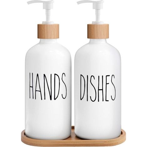 Lot de 2 distributeurs en verre blanc pour bain et douche