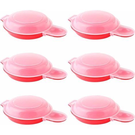 Lot de 6 pocheuses à œufs pour micro-ondes en polypropylène facile et rapide avec couvercle transparent,Presse à hamburgers, machine à farcir la viande, machine à œufs (1/5)