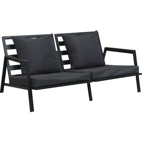 Salon de jardin 4 pcs Contemporain, Ensemble repas de jardin, avec coussins Aluminium Gris foncé OIB1646E (1/5)
