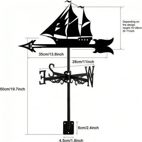 Slboat Weathervane Vintage Metal Weathervane With Animal Decoration For Outdoor Garden Gazebo Patio (1/5)