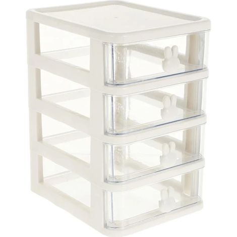 Boîte de rangement en plastique, 21 x 17 cm, 4 niveaux, multifonctionnelle, avec tiroirs, mini organiseur de bureau pour la maison (1/5)