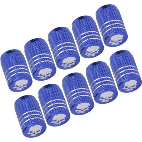 Bouchons de valve de tige de pneu Bouchons de tige de Valve de pneu de roue de voiture, motif tête de mort, auto Bleue (1/5)