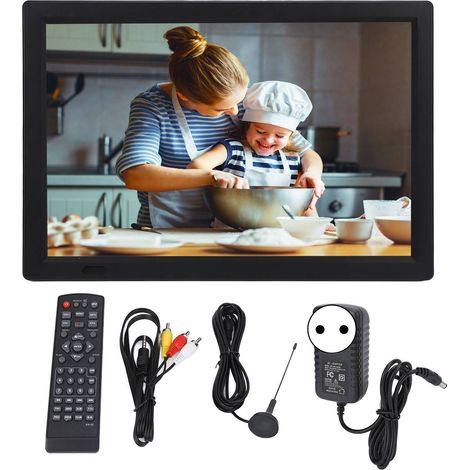 Téléviseur numérique portable haute sensibilité de 14 pouces pour la maison, la voiture, les voyages et les activités de plein air. Prise UE 110-220 V. (1/5)
