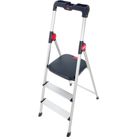 Hailo – Marchepied pliable 3 marches en aluminium – Charge max 150 kg – Hauteur d'accès 271 cm – Large plateforme antidérapante (1/10)