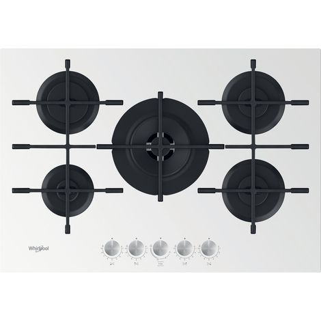 Whirlpool GOWL 758/WH. Colore del prodotto: Bianco, Posizionamento dell'apparecchio: Da incasso, Dimensione della larghezza del piano cottura: 75 cm. Bruciatore piccolo: 1000 W, Bruciat... - GOWL758WH (1/5)