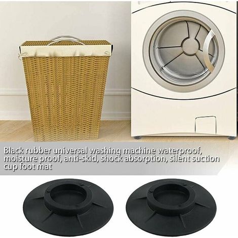 Lot de 4 patins antidérapants en caoutchouc pour machine à laver et sèche-linge Noir (1/4)