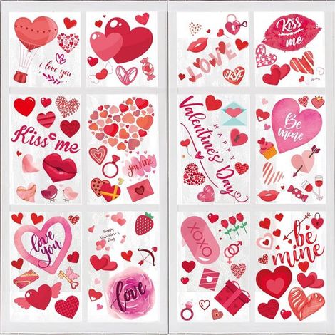 Decorazione per finestre di San Valentino: decorazione a forma di cuore per finestre in vetro. Per la decorazione di San Valentino. (1/5)
